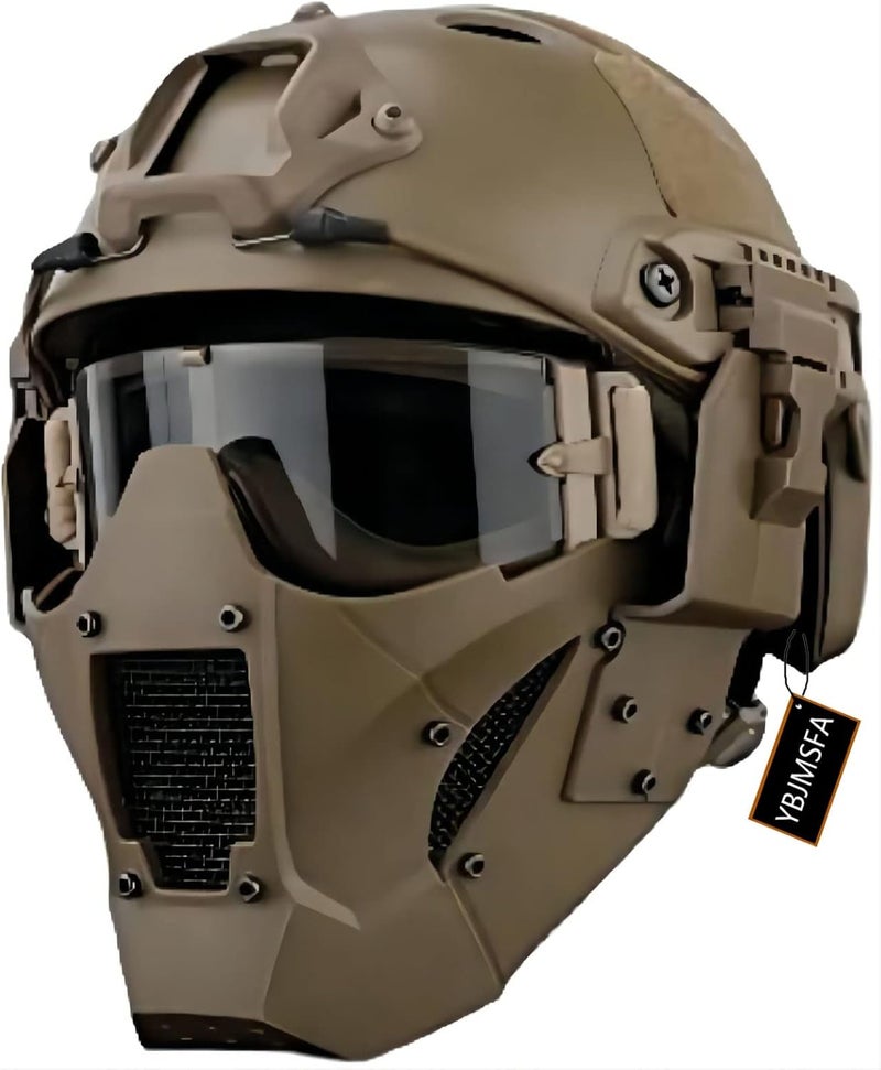 YBJMSFA Tactical Fast Helmet Air Gun Steel Mesh Protective Mask and Goggles, for Hunting Paintball CS Game BB Gun Shooting - Image 1